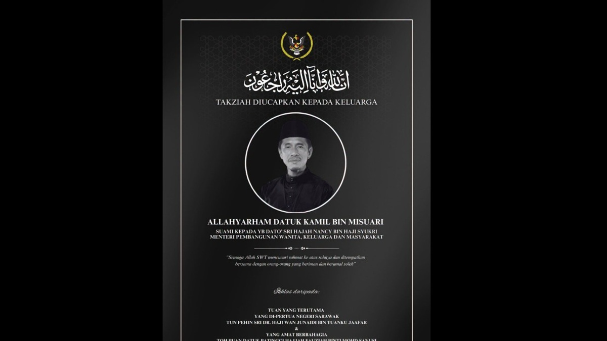 Sarawak Governor Offers Condolences to Minister Nancy Shukri on Husband's Passing