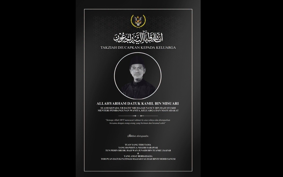 Sarawak Governor Offers Condolences to Minister Nancy Shukri on Husband's Passing
