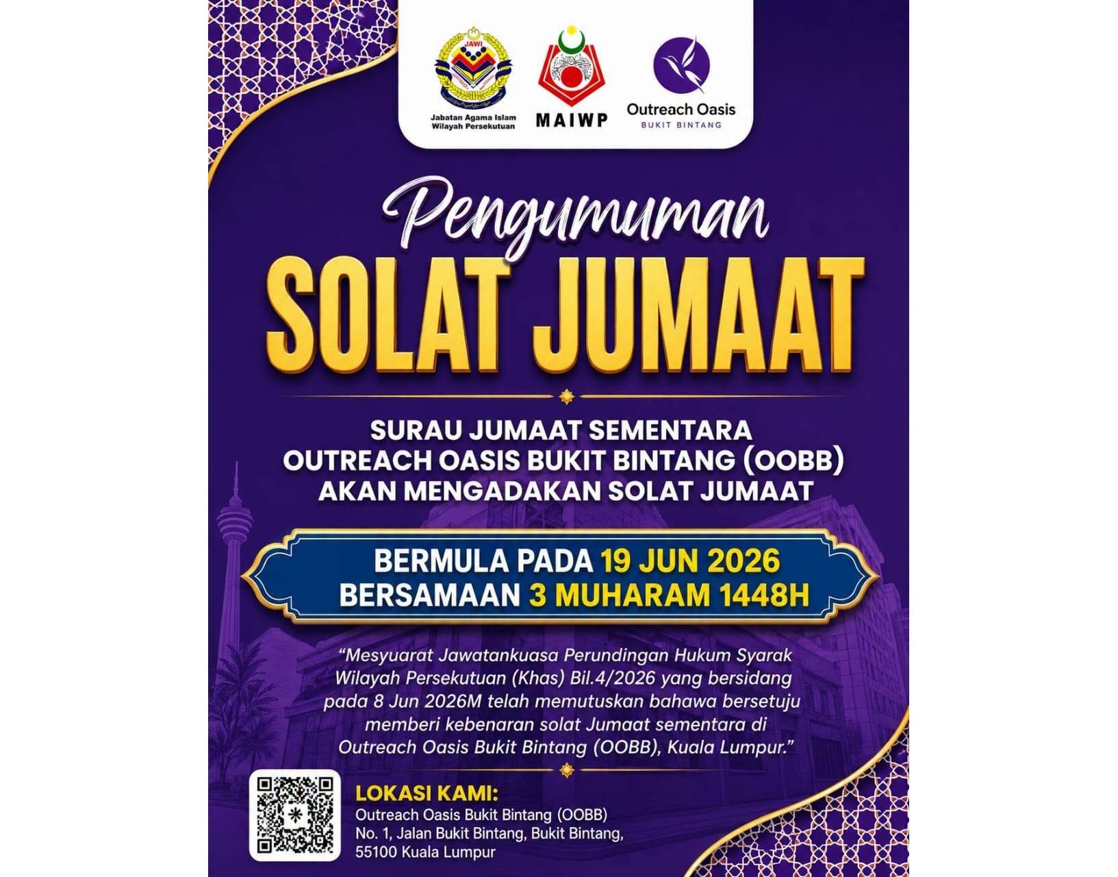 Bukit Bintang Outreach Oasis Opens for Friday Prayers Ahead of Permanent Surau