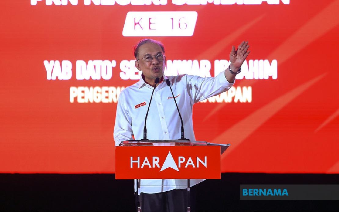 Anwar Urges Negeri Sembilan Voters to Back Pakatan Harapan for Sustained Development