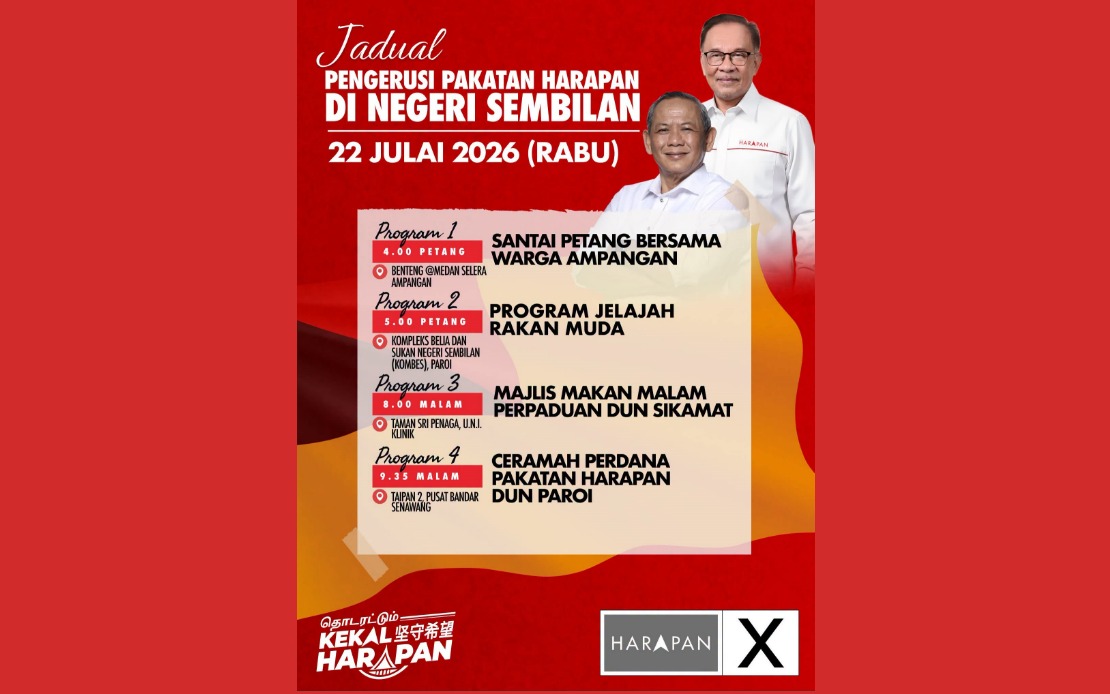 Anwar Ibrahim to campaign across Negeri Sembilan today, amplifying Pakatan Harapan's push