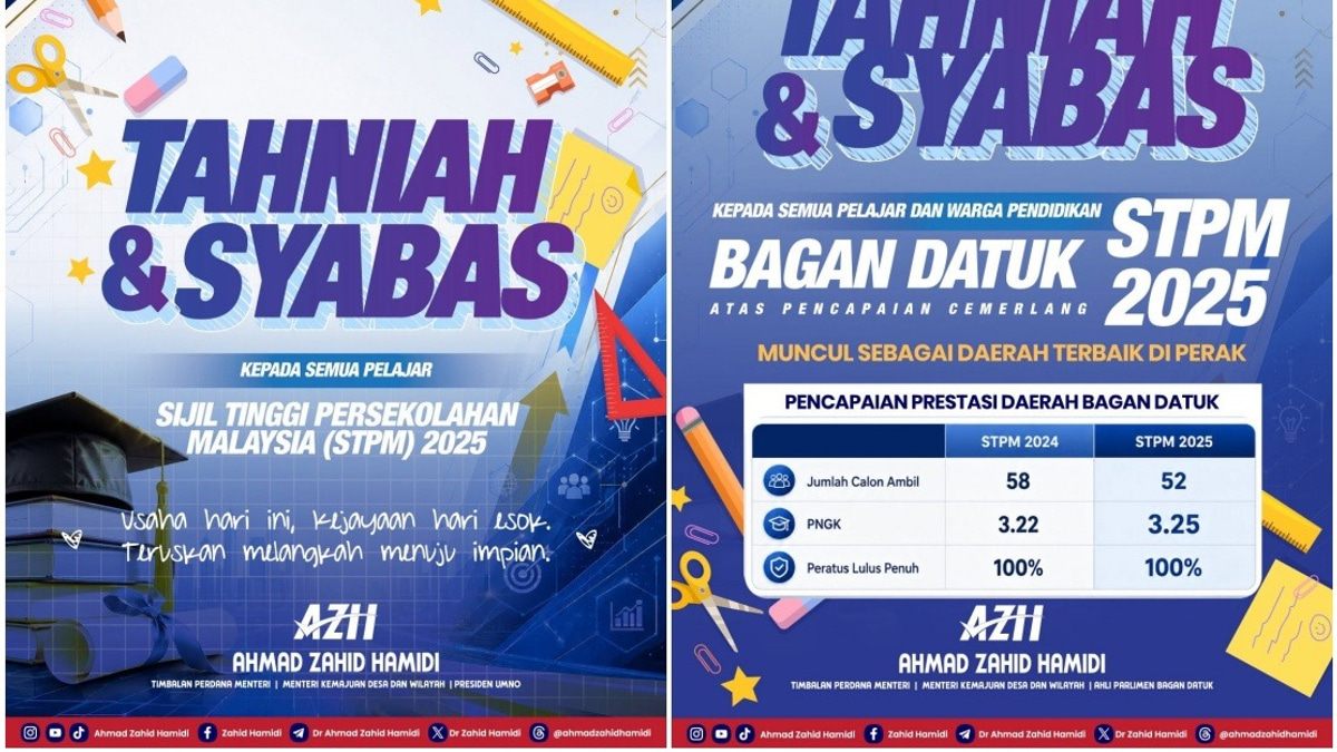 Bagan Datuk Shines as Perak's Top STPM District, DPM Ahmad Zahid Hails Student Excellence