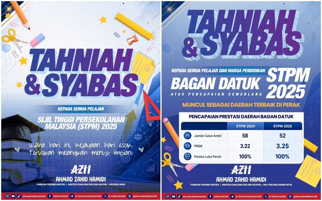 Bagan Datuk Shines as Perak's Top STPM District, DPM Ahmad Zahid Hails Student Excellence